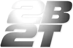 The second logo with "2B" on one line and "2T" below it in large silver letters.