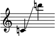 
     {
       \override SpacingSpanner.strict-note-spacing = ##t
       \set Score.proportionalNotationDuration = #(ly:make-moment 1/8)
       \clef treble \omit Score.TimeSignature
       \relative c' {c!4 \glissando d''!}
     }
   