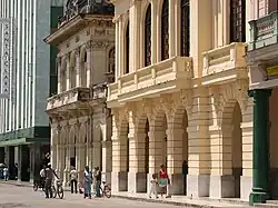 Historic eclectic buildings serving as Cultural Centre and radio station, facing the park