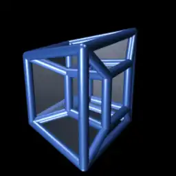 Single frame of a transforming tesseract or 4-cube
