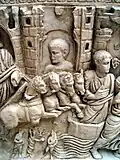 Detail from a plaster cast of the late 4th-century so-called Sarcophagus of Stilicho, Museum of Roman Civilization
