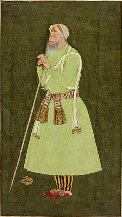 Portrait of an old man with a cane