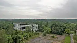 Abandoned tower block in Kłomino