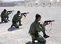 A group of Afghan National Police (ANP) train on the shooting range with the AMD-65 at Camp Shouz in Herat Province of Afghanistan.