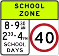 School zone sign in NSW and Victoria