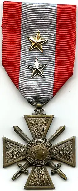 Croix de Guerre TOE with 5 palms