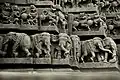A Close up of decorative moulding frieze on outer wall of mandapa, Chennakeshava Temple, Belur, Karnataka