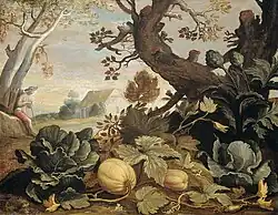 Landscape with vegetables in the foreground, uncertain date.