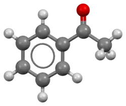 Ball-and-stick model of the acetophenone molecule