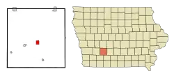 Location within Adair County and Iowa