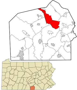 Location in Adams County and the state of Pennsylvania.