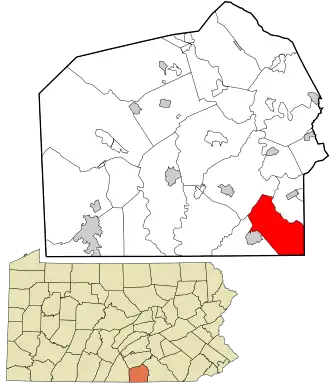 Location in Adams County and the state of Pennsylvania.