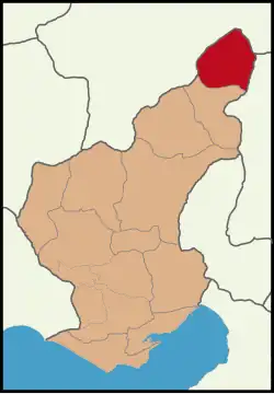 Map showing Tufanbeyli District in Adana Province