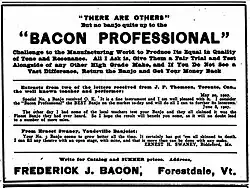 Advertisement, Bacon profession Bacon, Cadenza magazine, July 1907, p52