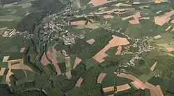 Aerial view of Redange, Eltz and Ospern