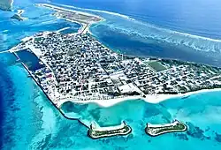 An aerial view of the island