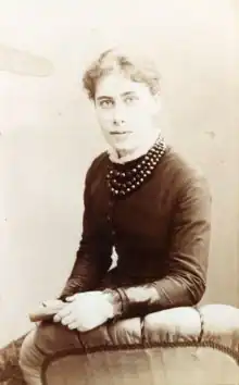 Agnes Bell Collier while a student at Cambridge, a photograph taken 1881 by G. Higginson of The Polygon Studio, Bowdon, Cheshire.