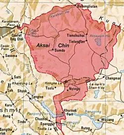 Map including Lanak La (labeled as La-na-k'o Shan-k'ou, CIA, 2013)