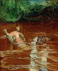 Hippos in the Tana River, 1910