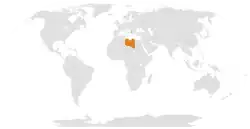 Map indicating locations of Albania and Libya