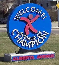 Alberta Avenue welcome sign at 101 Street