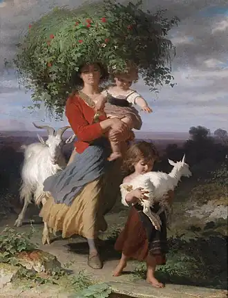 Mother returning Home with Children