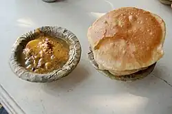Aloo puri, a typical morning snack in Varanasi, India