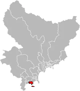 Situation of the canton of Cannes-2 in the department of Alpes-Maritimes