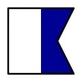 Alfa flag (nautical signal flag for "A")