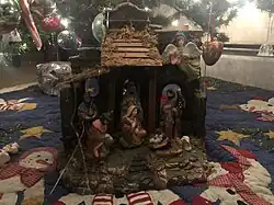 A nativity scene inside an American home.