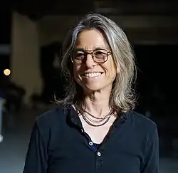 Amy Scholder on location with the documentary Disclosure, Los Angeles, California, 2019