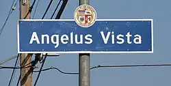 Angelus Vista neighborhood sign at Pico Boulevard and Arlington Avenue