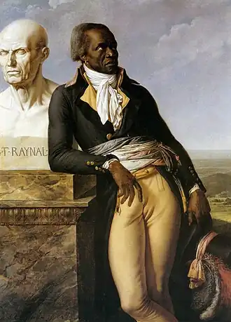 Portrait of Jean-Baptiste Belley, Ex-Representative of the Colonies; by Anne-Louis Girodet; 1796–1797; oil on canvas; 1.59 x 1.11 m; Palace of Versailles, France[28]