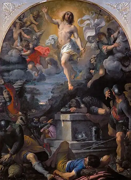 Resurrection of Christ; by Annibale Carracci; 1593; oil on canvas; 217 x 160&nbsp;cm; Louvre[103]