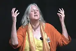 Finch reciting poetry at the Sierra Poetry Festival 2025