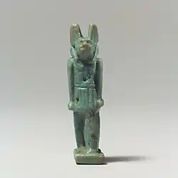 Anubis amulet; 664–30 BC; faience; height: 4.7&nbsp;cm; Metropolitan Museum of Art