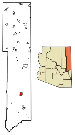 Location of St. Johns, Arizona
