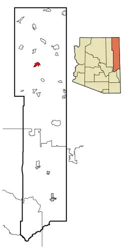 Location in Apache County and Arizona