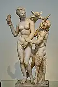Aphrodite threatening Pan with her sandal, 2nd-Ist century BC, Greek original