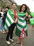 Ladies in flag clothes