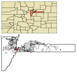 Location of the Town of Bow Mar in Arapahoe and Jefferson counties, Colorado.
