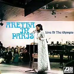 A Photo of Aretha Franklin performing live, used for the UK cover