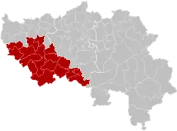 Location of the arrondissement in Liège Province