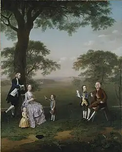 The Clavey family in their garden at Hampstead (1754)