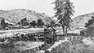 Sutter's Mill, 1851. First Discovery of Gold in California, January 19th, 1848. (1851) Oil on canvas.