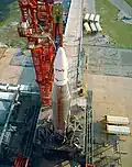 Atlas 263D rocket with Antares upper stage carrying Fire 1 re-entry capsule
