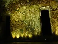 Cave 2, showing the extensive paint loss of many areas. It was never finished by its artists, and shows Vidhura Jataka.[98]