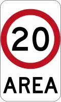 (R4-10) 20&nbsp;km/h Speed Limit Zone Area