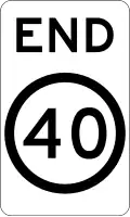 (R4-12) End of 40&nbsp;km/h Speed Limit