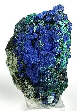 Azurite on malachite from Helvetia. Size: 6.6 x 4.3 x 3.1&nbsp;cm.